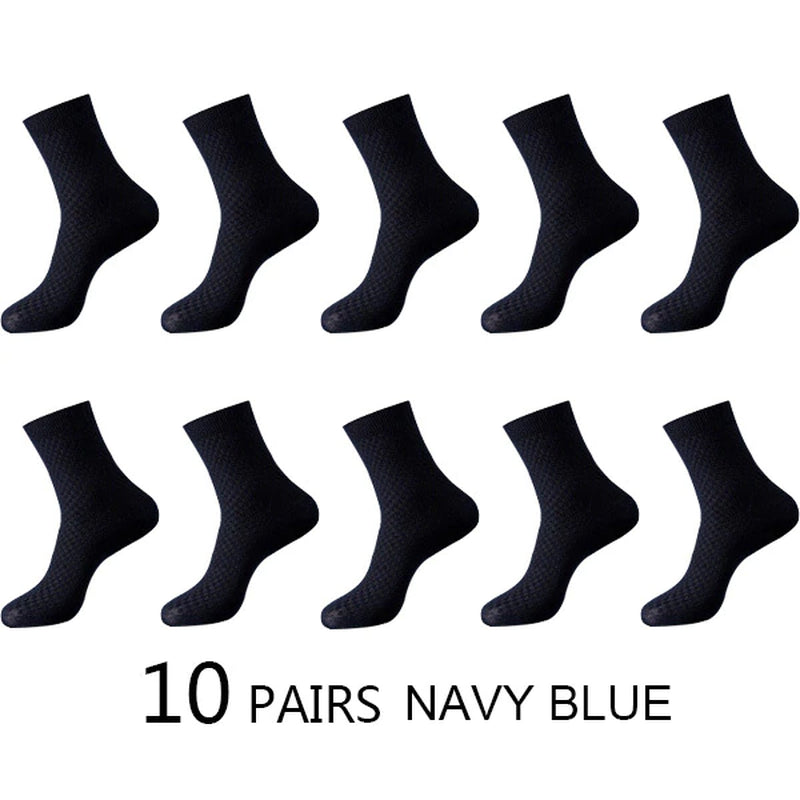 High Quality 10 Pairs/Lot Men Bamboo Fiber Socks Men Breathable Compression Long Socks Business Casual Male Large Size 38-45