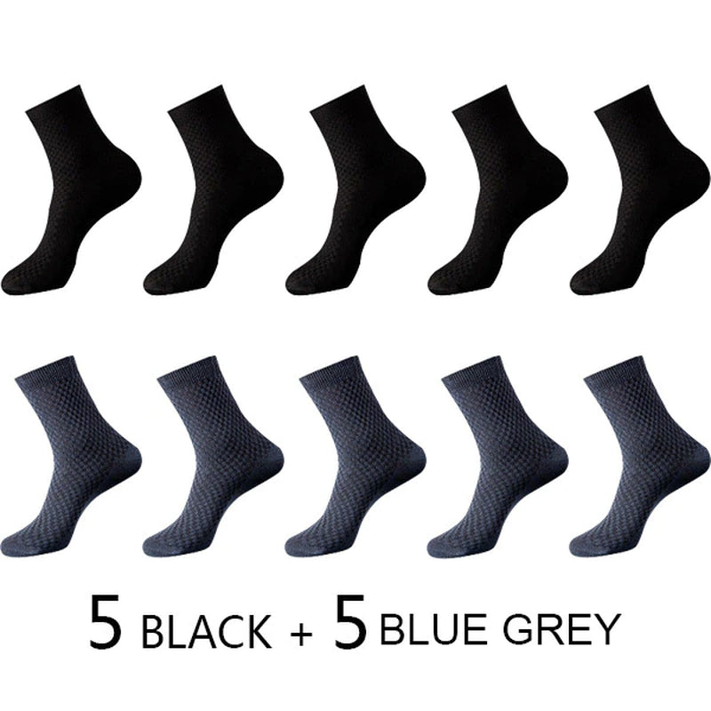 High Quality 10 Pairs/Lot Men Bamboo Fiber Socks Men Breathable Compression Long Socks Business Casual Male Large Size 38-45