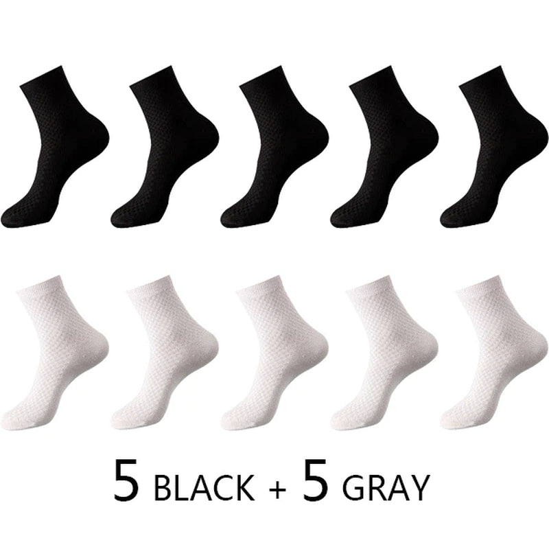 High Quality 10 Pairs/Lot Men Bamboo Fiber Socks Men Breathable Compression Long Socks Business Casual Male Large Size 38-45