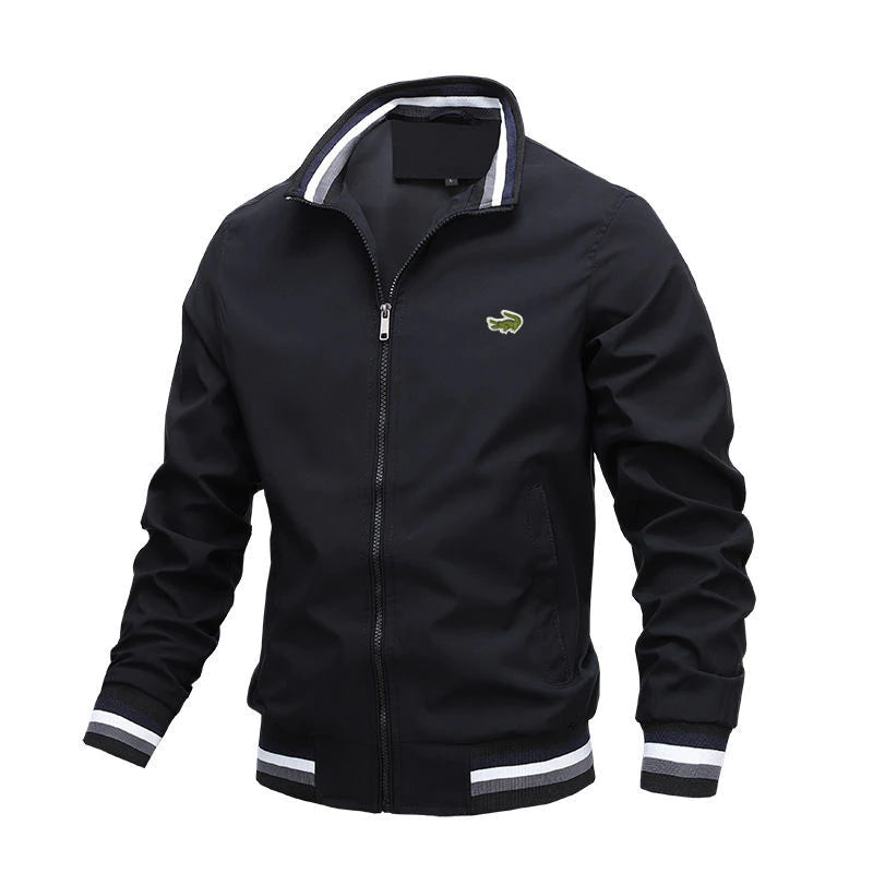 2022 Embroidery  Autumn and Winter Men'S Stand Collar Casual Zipper Jacket Outdoor Sports Coat Windbreaker Jacket for Men