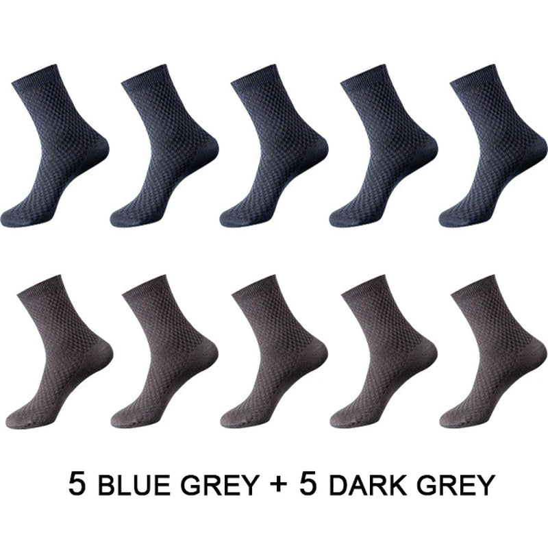 High Quality 10 Pairs/Lot Men Bamboo Fiber Socks Men Breathable Compression Long Socks Business Casual Male Large Size 38-45