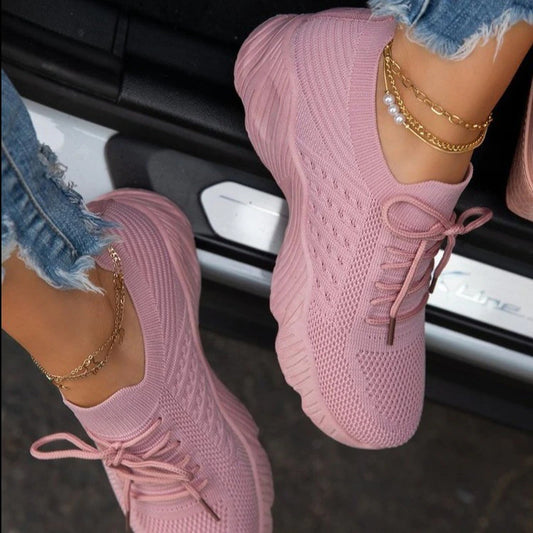 Women Mesh Breathable Casual Sneakers Lace-Up Vulcanized Shoes Ladies Platform Sneakers Female Shoes plus Size Zapatos De Mujer