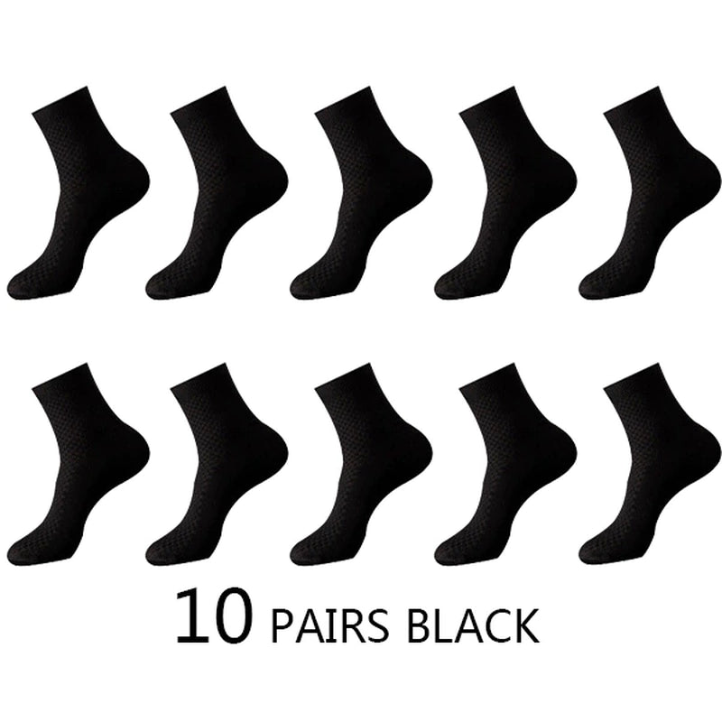 High Quality 10 Pairs/Lot Men Bamboo Fiber Socks Men Breathable Compression Long Socks Business Casual Male Large Size 38-45