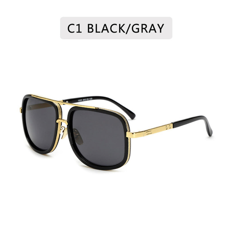 New Fashion Big Frame Sunglasses Men Square Metal Sun Glasses Women Retro Sun Glasses Vintage High Quality Gafas Oculos De Sol