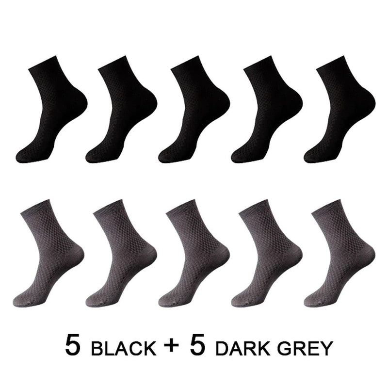 High Quality 10 Pairs/Lot Men Bamboo Fiber Socks Men Breathable Compression Long Socks Business Casual Male Large Size 38-45