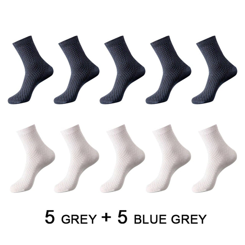 High Quality 10 Pairs/Lot Men Bamboo Fiber Socks Men Breathable Compression Long Socks Business Casual Male Large Size 38-45