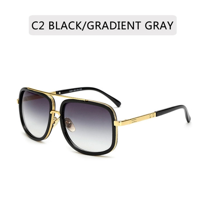 New Fashion Big Frame Sunglasses Men Square Metal Sun Glasses Women Retro Sun Glasses Vintage High Quality Gafas Oculos De Sol