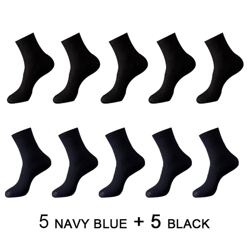 High Quality 10 Pairs/Lot Men Bamboo Fiber Socks Men Breathable Compression Long Socks Business Casual Male Large Size 38-45