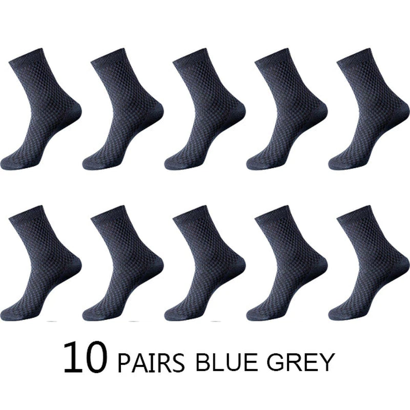 High Quality 10 Pairs/Lot Men Bamboo Fiber Socks Men Breathable Compression Long Socks Business Casual Male Large Size 38-45