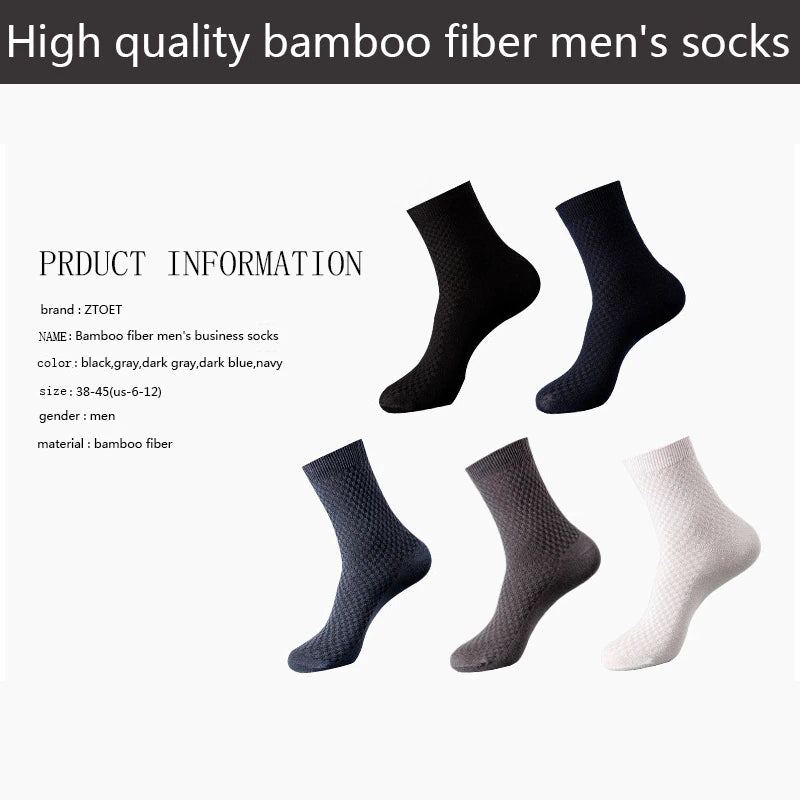 High Quality 10 Pairs/Lot Men Bamboo Fiber Socks Men Breathable Compression Long Socks Business Casual Male Large Size 38-45