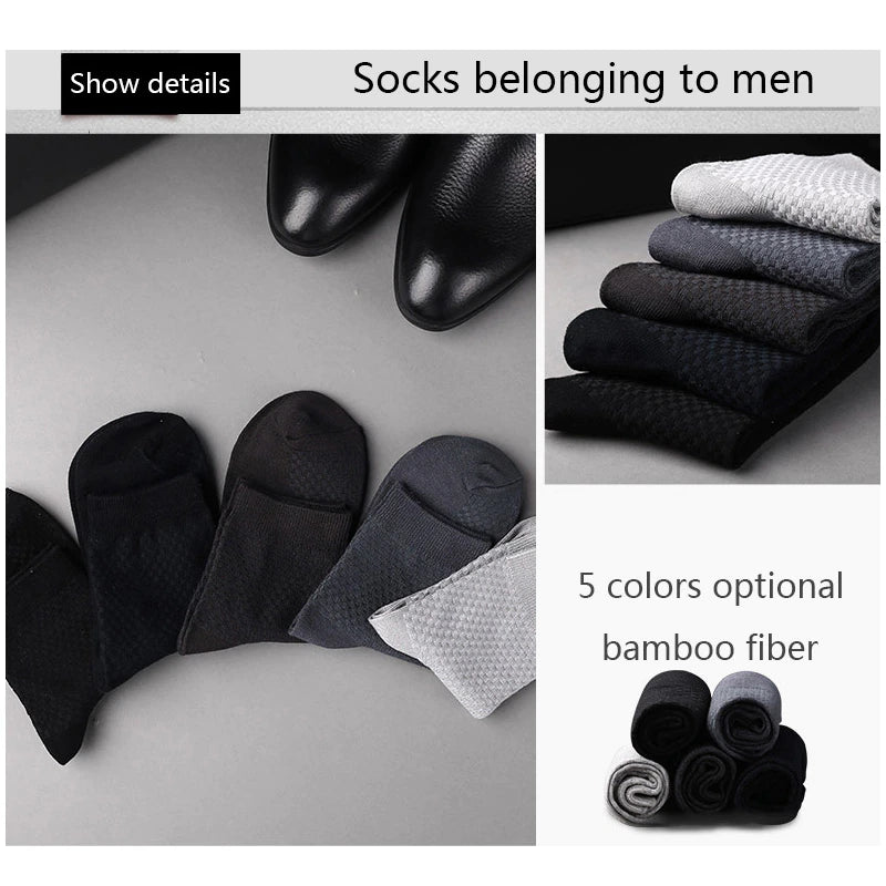 High Quality 10 Pairs/Lot Men Bamboo Fiber Socks Men Breathable Compression Long Socks Business Casual Male Large Size 38-45