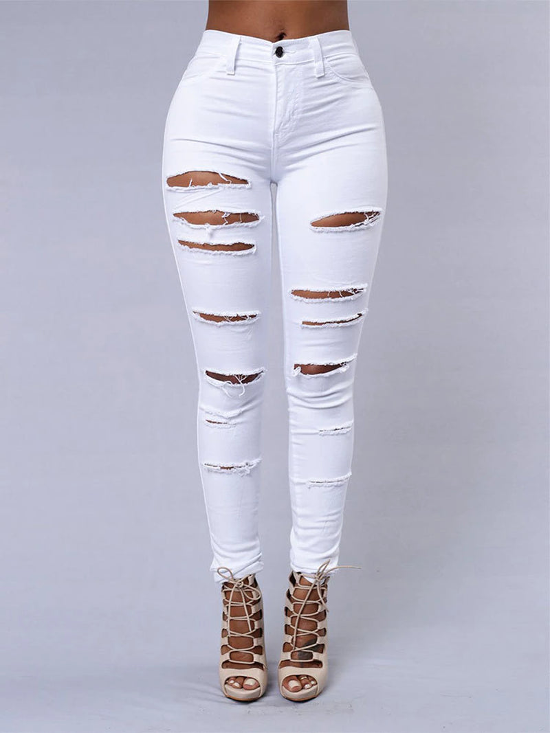 Hot Sale Ripped Jeans for Women Sexy Skinny Denim Jeans Fashion Street Casual Pencil Pants Female Spring and Summer Clothing