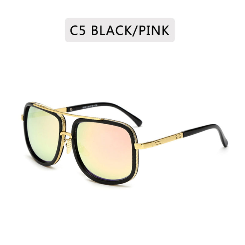 New Fashion Big Frame Sunglasses Men Square Metal Sun Glasses Women Retro Sun Glasses Vintage High Quality Gafas Oculos De Sol